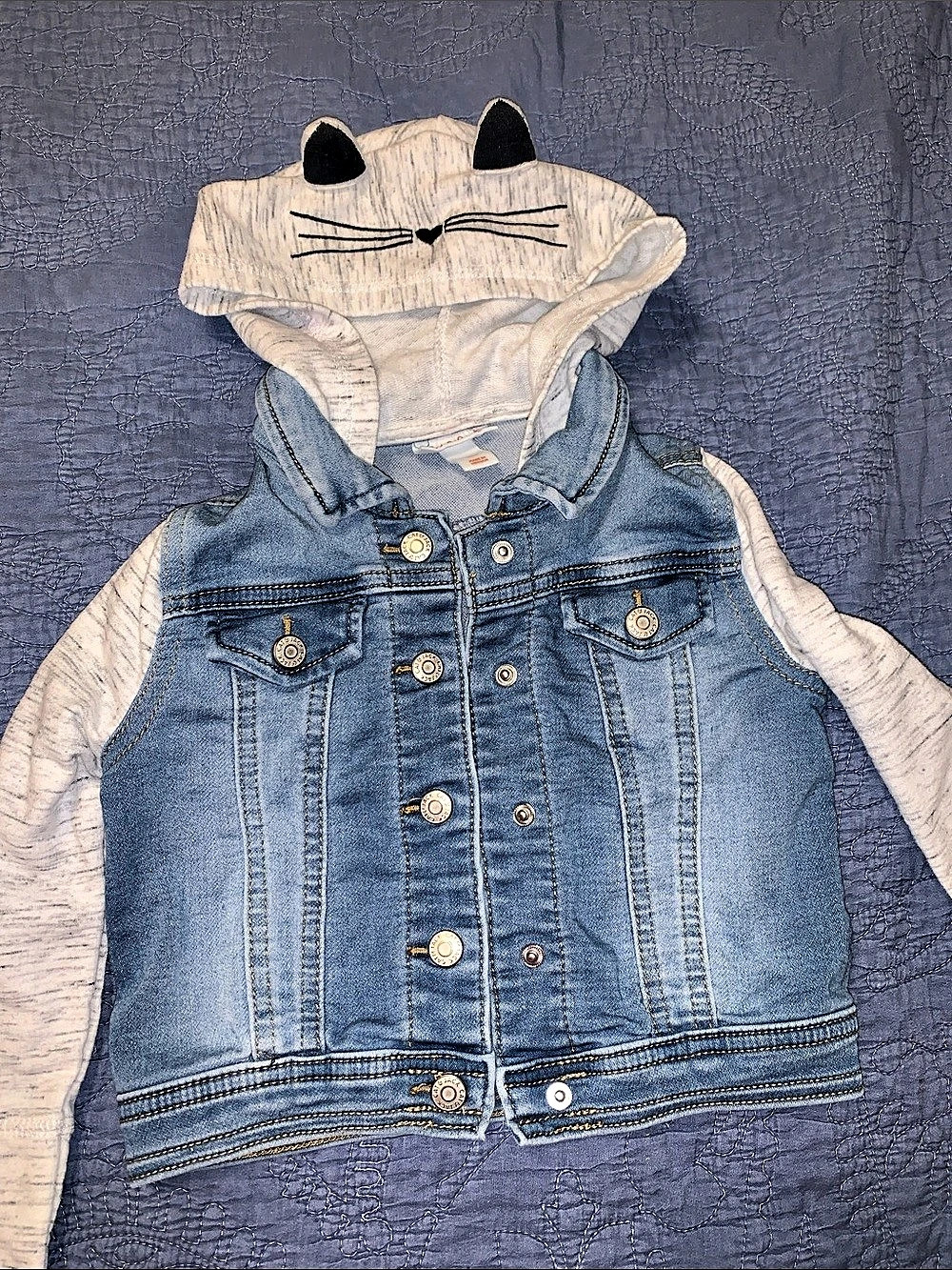 Cat & Jack Cat Hood Denim Jacket Girls 3T